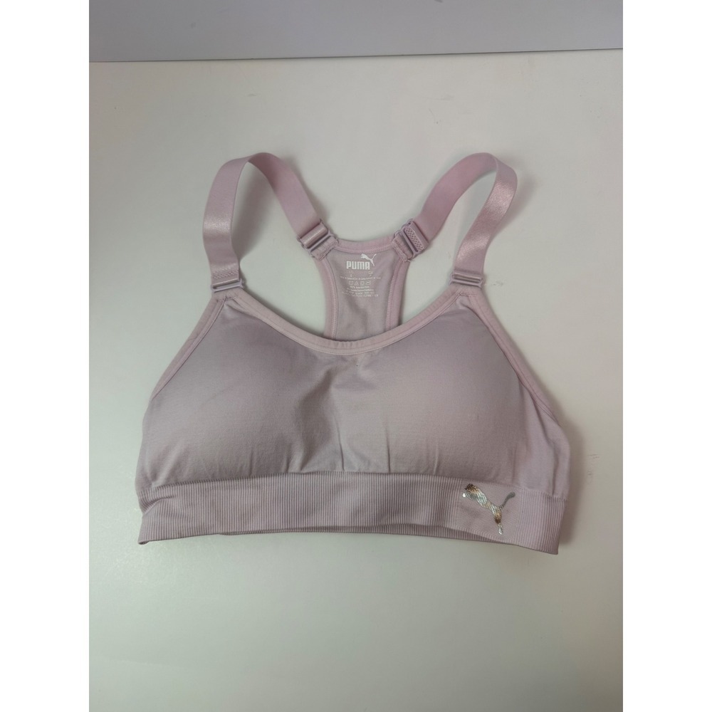 Puma Womens Seamless Racerback Sports Bra Lavender Small Adjustable Straps